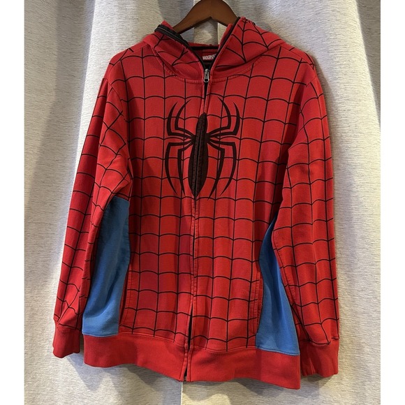 Marvel Spider-Man Hoodie Men's Cosplay Costume Zip Up Hooded Sweatshirt Large - Picture 2 of 5